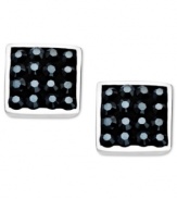 Shapely sparkle. Black square crystals with Swarovski Elements adorn Kaleidoscope's sophisticated stud earrings. Set in sterling silver. Approximate diameter: 1/3 inch.