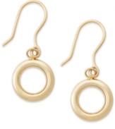 Petite circles create a chic look. These carefully-crafted cut-out earrings are set in 14k gold on french wire. Approximate drop: 1/3 inch.