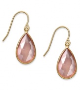 A touch of color livens any look. These stunning 10k gold earrings feature pear-cut pink chalcedony stones (6-1/5 ct. t.w.) on french wire. Approximate drop: 1 inch.