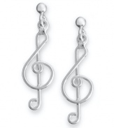 The perfect gift for the musically inclined. Giani Bernini's sterling silver earrings feature a G-Clef music note design. Approximate drop: 7/8 inch. Approximate width: 1/2 inch.