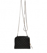 Punctuated with gold studs and classically quilted, Valentinos black crossbody leather bag redefines ladylike luxe this season - On trend, smaller size with an extra-long, gold chain link shoulder strap - Double style features two rectangular, fabric-lined zip-around compartments - Gold hardware embellishment with signature logo - A truly versatile style perfect for day or evening and roomy enough to house all of the essentials - pair with everything from leather pants and a t-shirt to an elegant sheath dress