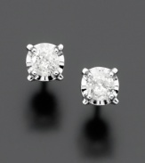 Twinkling elegance for every day: these round-cut diamond stud earrings (1/5 ct. t.w.) deliver timeless style you'll love. Set in 14k white gold.