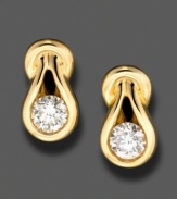 Brilliant faceted diamonds (1/3 ct. t.w.) heighten the drama of these fine 14k gold earrings by Everlon™. Drop measures approximately 1/4 inch.