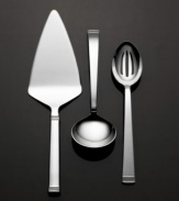 Sculptural and sensuous serving pieces from Vera Wang: the pie server, gravy ladle and pierced serving spoon in 18/10 stainless steel.