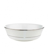 A sweet lace pattern combines with platinum borders to add graceful elegance to your tabletop. The classic shape and pristine white shade make this all purpose bowl a timeless addition to any meal. From Lenox's dinnerware and dishes collection. Qualifies for Rebate