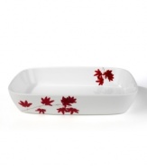 Sprinkle your table with vibrant red flowers with the light and breezy Pure Red rectangular roaster from Mikasa. The classic shape makes this dinnerware and dishes collection ideal for everyday use while the airy, organic design also makes a festive dinner party set.