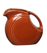 Pour it on. Enjoy the chip-resistant durability and cool Art Deco design that made Fiesta dinnerware famous with the small disk pitcher. With more than a dozen colors to love, you can mix, match and create a look that's all your own.