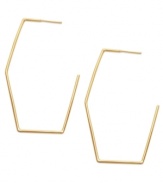 Fab hoops in a trendy new shape. Studio Silver's funky geometrical style features five sides of a hexagon in 18k gold over sterling silver. Approximate drop: 2 inches. Approximate width: 1/2 inch.