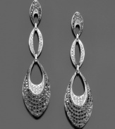 Fanciful fashion fills these fabulous earrings featuring round-cut black diamonds (1-5/8 ct. t.w.) and white diamonds (3/8 ct. t.w.) set in 14k white gold. Approximate drop: 2-1/2 inches.