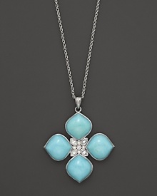 Faceted white sapphire and turquoise pendant set in sterling silver. By Elizabeth Showers.