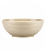 Elegance comes easy with the Fair Harbor pasta bowl. Durable stoneware in a serene sandy hue is half glazed, half matte and totally timeless.