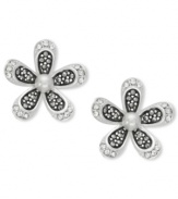 Petite petals bring any look to life. Genevieve & Grace's pretty stud earrings features glass pearls at the center (4 mm) and glittering marcasite at the edges. Set in sterling silver. Approximate diameter: 1 inch.