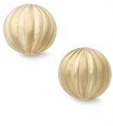 Petite & precious, these adorable ball studs feature a unique wave design on the surface. Set in 14k gold. Approximate diameter: 1/3 inch.