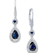 Adorn yourself with something elegant. These teardrop-shaped earrings highlight round and pear-cut sapphires (1-3/4 ct. t.w.) and round-cut diamonds (1/3 ct. t.w.). Set in 14k white gold. Approximate drop: 1-1/4 inches.