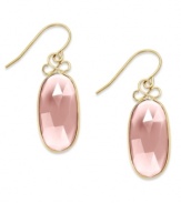 A touch of color livens any look. These stunning 10k gold earrings feature oval-cut pink chalcedony stones (10 ct. t.w.) on french wire. Approximate drop: 1-1/2 inches.