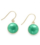 A touch of color livens any look. These stunning 10k gold earrings feature round-cut green onyx stones (5-3/8 ct. t.w.) on french wire. Approximate drop: 1 inch.