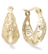 Flauntworthy filigree. Giani Bernini's delicate hoop earrings are crafted in 24k gold over sterling silver. Approximate diameter: 1/2 inch.