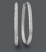 Seamless sparkle for timeless style. These fashionable hoop earrings shine with the addition of round-cut diamond accents. Crafted in sterling silver. Approximate diameter: 1-3/4 inches.