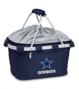 Fuel your appetite. Fully insulted with water-resistant lining to keep food and drinks fresh, this NFL football-themed picnic basket is a good sport when it comes to tailgating, camping and all your outdoor events. Collapses for easy storage.