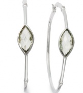 Classic earrings get a sparkly update. Victoria Townsend's stunning hoop earrings feature marquise-cut green quartz (5 ct. t.w.) and sparkling diamond accents in sterling silver. Approximate diameter: 2 inches.