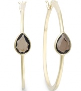 Classic earrings get a sparkly update. Victoria Townsend's stunning hoop earrings feature pear-cut smokey quartz (1-3/4 ct. t.w.) in 18k gold over sterling silver. Approximate diameter: 1-1/2 inches.