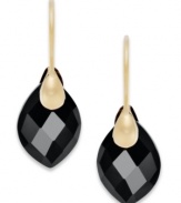 Sleek & sophisticated. These elegant teardrop earrings feature faceted onyx stones (3-1/2 ct. t.w.) in 14k gold. Approximate drop: 1 inch.