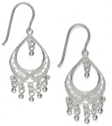 Elegance defined. Giani Bernini's intricate filigree chandelier earrings feature a sterling silver setting with beaded drops. Approximate drop: 1-1/2 inches. Approximate width: 5/8 inch.