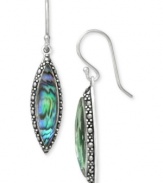 Inspire your look with ocean color. Genevieve & Grace's pretty drop earrings feature marquise-cut abalone glass and glittering marcasite. Set in sterling silver. Approximate drop: 1-3/4 inches.