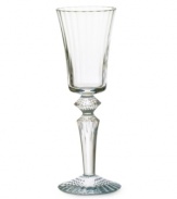 Baccarat raises a glass, elevating formal tables with the spectacularly detailed Mille Nuits wine glass. Strong lines and a beveled texture in weighty, dishwasher-safe crystal lend bold, effortless elegance to every occasion.