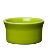 Prep your meal or bake and serve individual desserts with the Fiesta ramekin. Durable, chip-resistant china in bold solid hues offers endless opportunities to brighten up your kitchen.