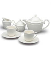 Bring the ease of sunny Italy to afternoon tea for two! In creamy white glazed ironstone, this 6-piece Italian Countryside tea set combines an elegant scroll motif and simple fluting. Coordinates with the dinnerware, dishes and serveware collections.