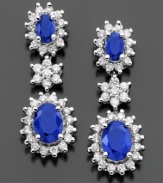 Make your look extra-special with these stunning earrings from Royalty Inspired by Effy Collection featuring oval-cut sapphires (2-1/2 ct. t.w.) and round-cut diamonds (9/10 ct. t.w.) set in 14k white gold. Approximate drop: 1 inch.