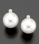 It's hard to improve upon perfection, but these earrings master the challenge with stunning cultured freshwater pearls (9-10 mm) and sparkling diamond accents. In 14k gold.