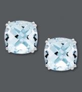 Add a splash. Cushion-cut blue topaz (9-1/2 ct. t.w.) set in 14k white gold adds just the right touch of color to your look. Approximate diameter: 2/5 inch.