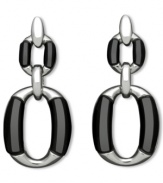 Retro chic. These vintage-inspired earrings feature two cut-out oval tiers crafted from sterling silver and onyx (11-1/2 ct. t.w.). Approximate drop: 2 inches.