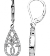 Classic sparkle. These sterling silver teardrop earrings feature a delightful filigree design accented by sparkling round-cut diamonds (1/5 ct. t.w.). Approximate length: 1-1/3 inches.