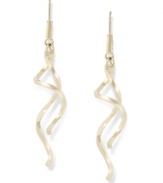 Perfect pirouettes. This glamorous pair of earrings feature double twisting drops in 14k gold with a french wire backing. Approximate drop: 1-7/8 inches.