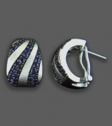 A hint of midnight blue adds nightly fun to these chic earrings. In sterling silver with round-cut sapphires (2-3/8 ct. t.w.); each measures approximately 1/2 inch long.