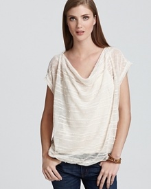 A pretty choice for weekend wear, this lightweight Ella Moss top flaunts an elegantly draped neckline.