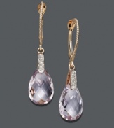 Rose-rich hues will set the mood for flirtation. These pretty pink amethyst drops (5-1/5 ct. t.w.) shine with the addition of sparkling diamond accents. Crafted in 14k rose gold. Approximate drop: 1-1/4 inches.