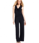 A cowl neckline and self-tie waist add a unique twist to a must-have jumpsuit from MICHAEL Michael Kors. Dress it up or down with just the right accessories.