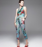 An irreverent print makes these Neon cropped harem pants a bold pick for a fashion-forward look!