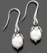 Sweetly unique, these Fresh by Honora drop earrings are full of life. Featuring cultured freshwater pearl (8-1/2-9 mm) set in sterling silver. Approximate drop: 1-1/4 inches.