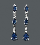 Opulent beauty. These stunning earrings feature marquise-cut sapphire (1-3/4 ct. t.w.) and diamond accents set in 14k white gold. Approximate drop: 1 inch.