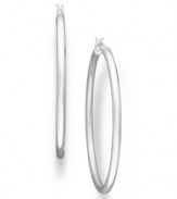 Hoop earrings pull any look together. A classic staple to your collection, Touch of Silver's polished style is crafted in silver-plated brass with a sterling silver click backing. Approximate diameter: 2-1/5 inches. Approximate width: 1/10 inch.