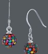 Turn on the brights. Dazzle with color in these multifaceted drop earrings from Unwritten. Each sterling silver ball is donned with pave-set crystals to refract light in a myriad of colors. Approximate drop: 9/10 inch.