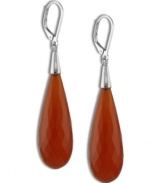 Fire and ice. A set of deep orange Carnelian gems (12 mm x 32 mm) create a simply stunning set of earrings perfect for everyday wear. Crafted in sterling silver. Approximate drop: 1-1/2 inches.