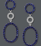 Blue-hued sparkle. Le Vian's stunning earrings feature cut-out circles and ovals decorated by round-cut sapphires (1-7/8 ct. t.w.) and diamonds (1/8 ct. t.w.). Set in 14k white gold. Approximate drop: 1-1/2 inches.