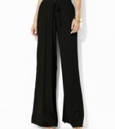 Lauren by Ralph Lauren's breezy wide-leg pant is crafted with a soft, sueded crepe construction featuring a comfortable smocked waistband for ease and style.