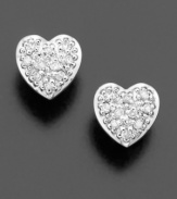 Your heart's in the right place… give her stunning heart stud diamond earrings created by a cluster of round, single-cut diamonds (1/10 ct. t.w.) set in 14k white gold.